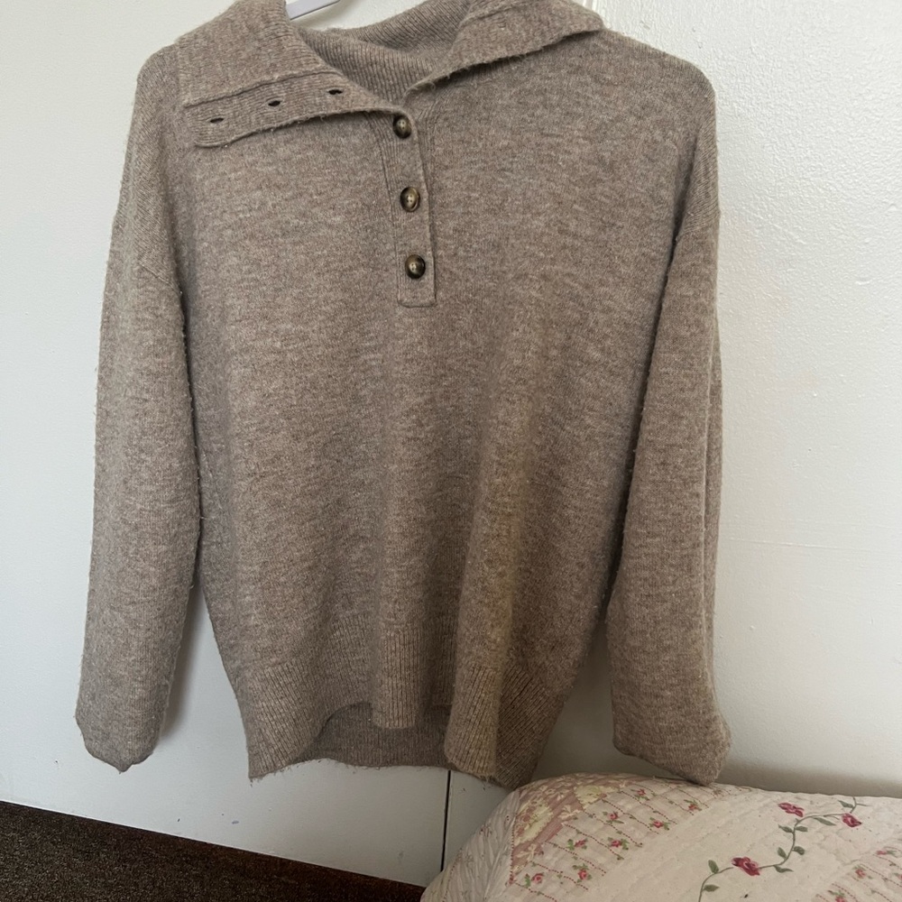 The Normal Brand Buttoned Tan Sweater
